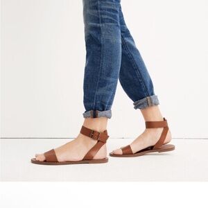 Madewell Boardwalk Ankle-Strap Sandal in English Saddle